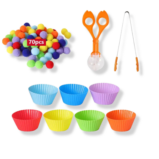 Rainbow Pom-Pom Sorting Set